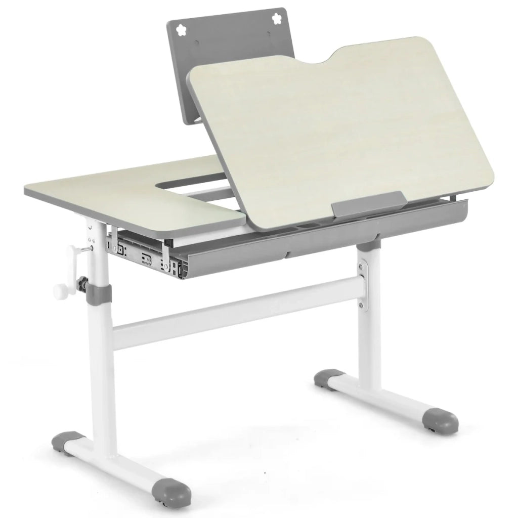 Scrivania per bambini regolabile in altezza 80 x 51,5 x 73 cm con cassetto portaoggetti angolazione regolabile design moderno in grigio 20_0016213