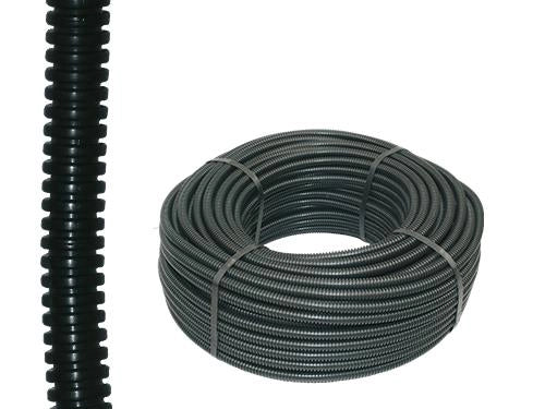 TUBO CORRUGATO PIEGHEVOLE IN PVC NERO CON TIRAFILO D20 ROTOLO DA 10 MT