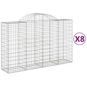 Set di 8 gabbioni ad arco per recinzioni a gabbia e muri di contenimento 200 x 50 x 120/140 cm ferro zincato argento 02_0041171