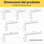 Staffa Angolare Acciaio Pesante Laccato Bianco, 6cm, ad L, Versatile per Mensole, Tende, Scaffali - Design senza Saetta