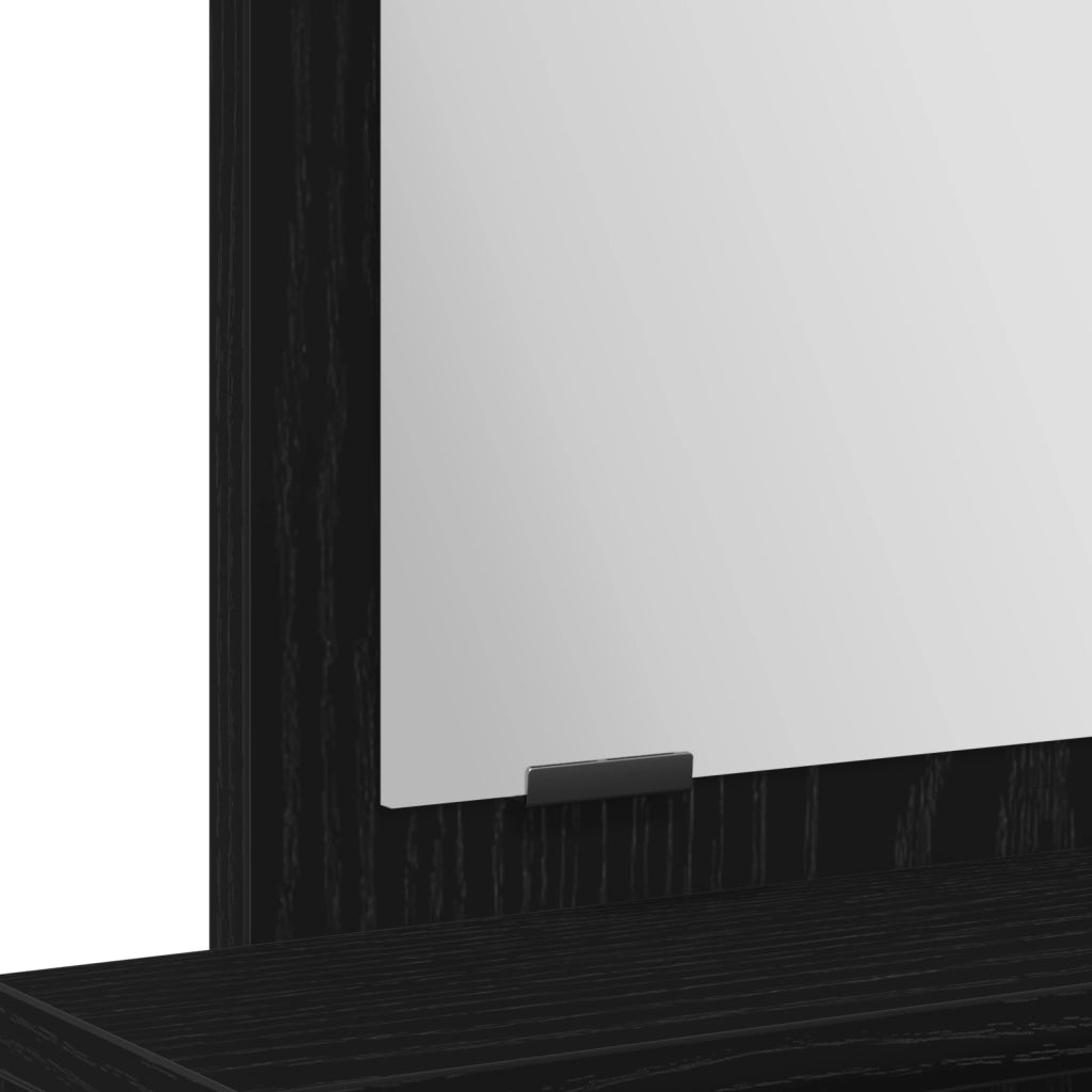 Tavolo da trucco  con cassetti, Nero Rovere, 50x41x140 cm