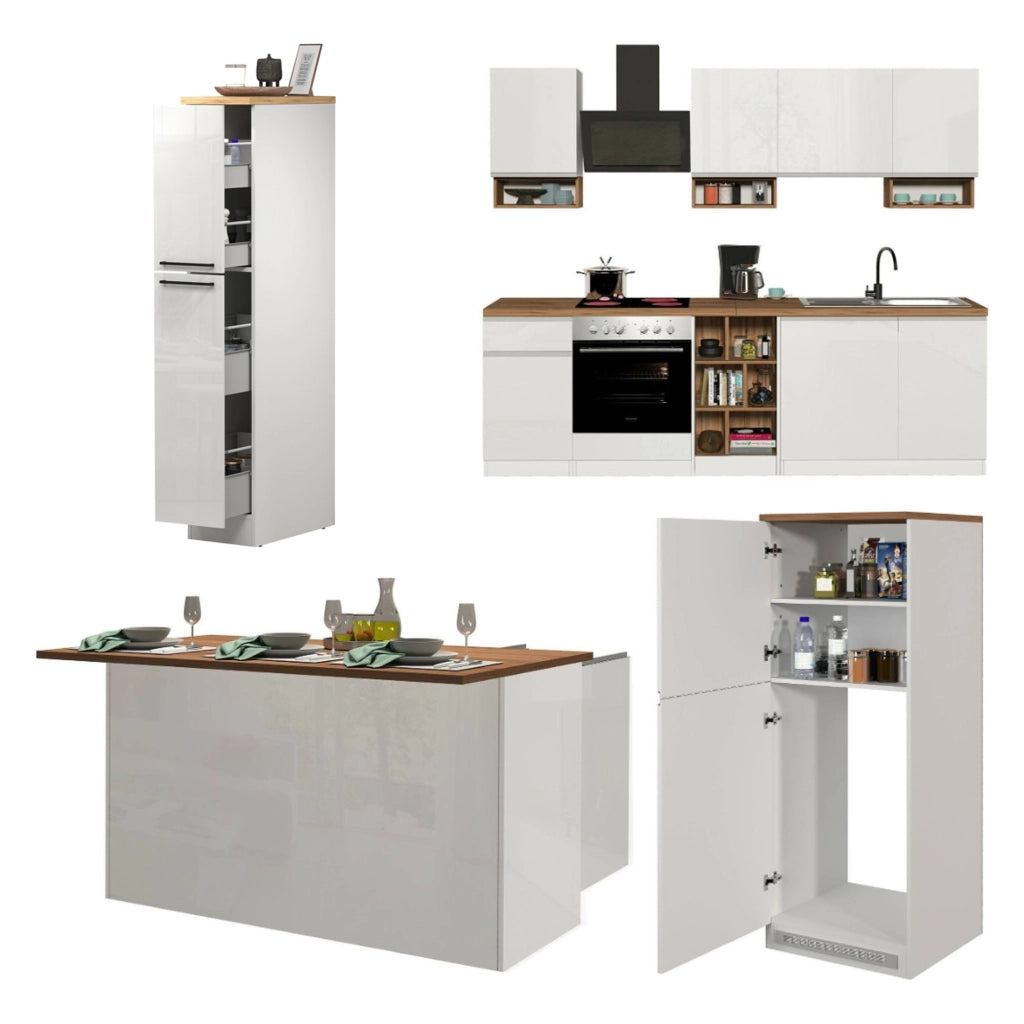 Cucinino Armend, Cucina 3 Cassetti, Elettrodomestici non inclusi, Made in Italy, Bianco Lucido
