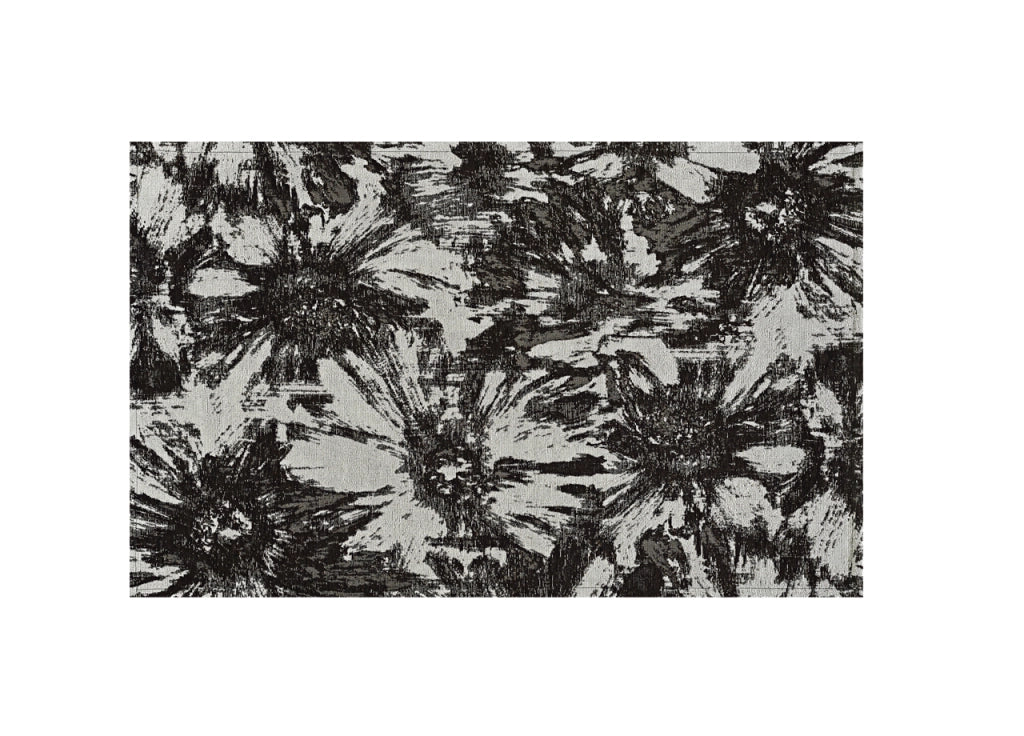 Tappeto Salotto Velour Antiscivolo Dis Fior Di Loto Colore Nero Suardi - 200x280 - Nero