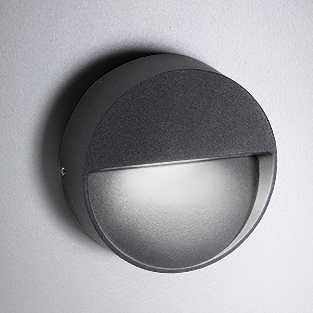 Bottom Lampada da Parete LED per Esterni e Interni in Alluminio Pressofuso Grigio Scuro, 4.5W, IP54, Design Moderno e Compatto Diametro 10 cm
