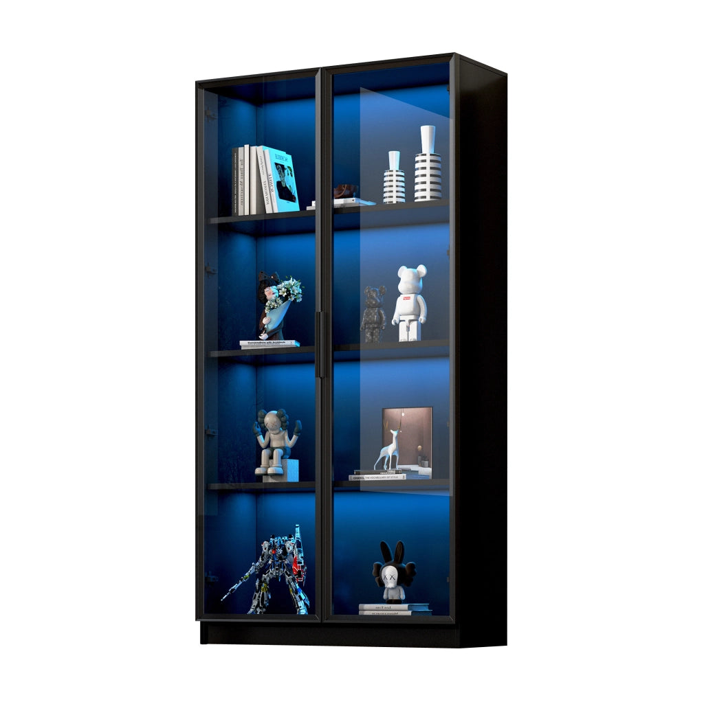 Vetrina alta con LED controllabile da app; 160x40x160 cm; in truciolare nero