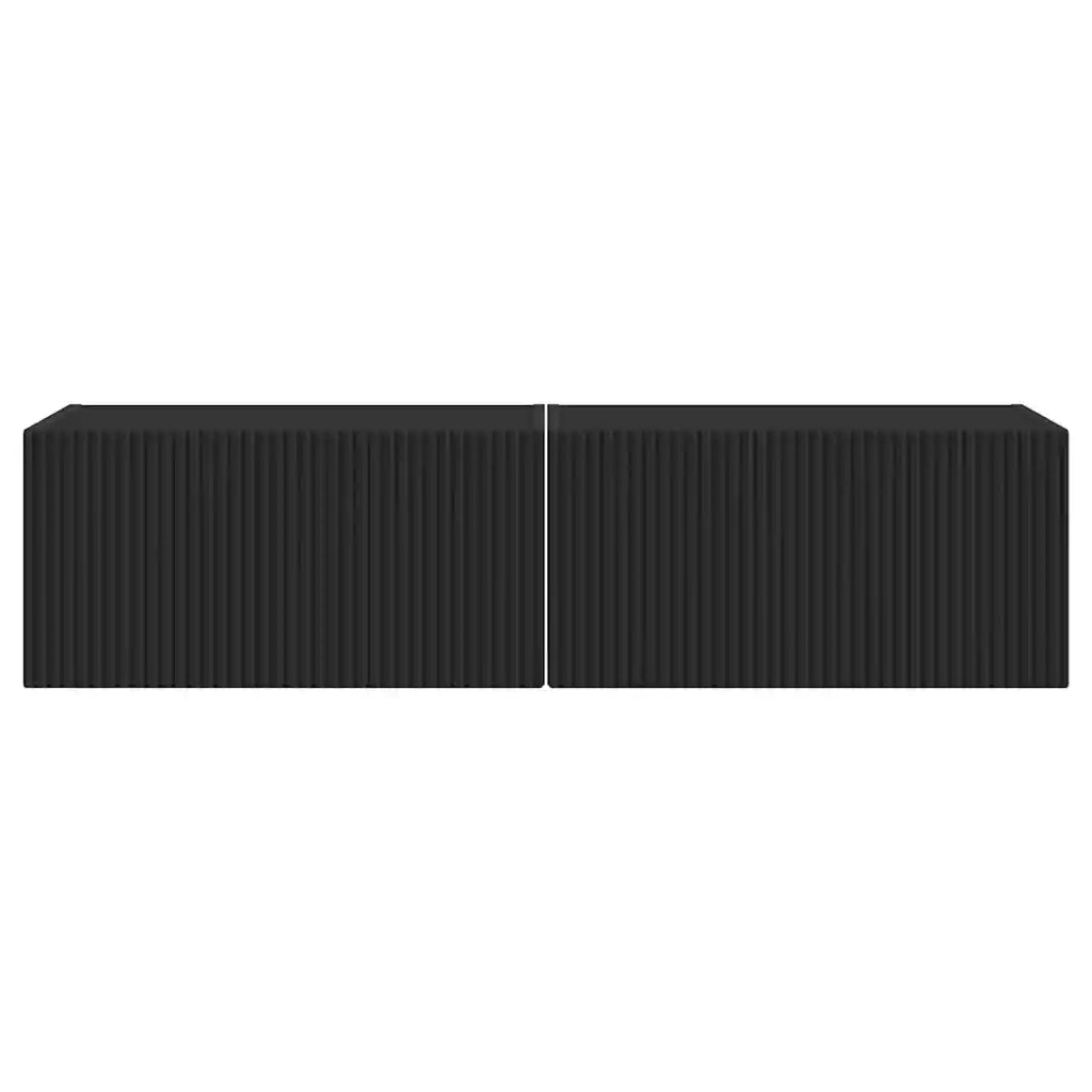 Mobile TV da parete 2 pz-Set di 2 Mobile TV a Muro-Credenza TV Nero 60 x 31 x 29.5 cm 196399