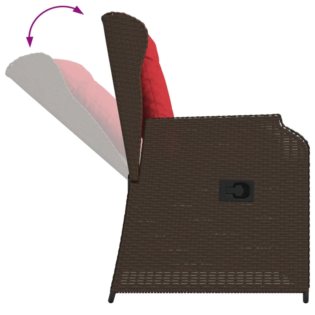 Sedie da giardino reclinabili 2 pz con Cuscini in Polyrattan Marrone 368997