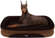 Letto per cani ortopedico, canile quadrangolare con cuscino per collo, fondo antiscivolo, rimovibile e lavabile, adatto per grandi cani, dimensioni 122 x 90 x 19 cm, colore miele.