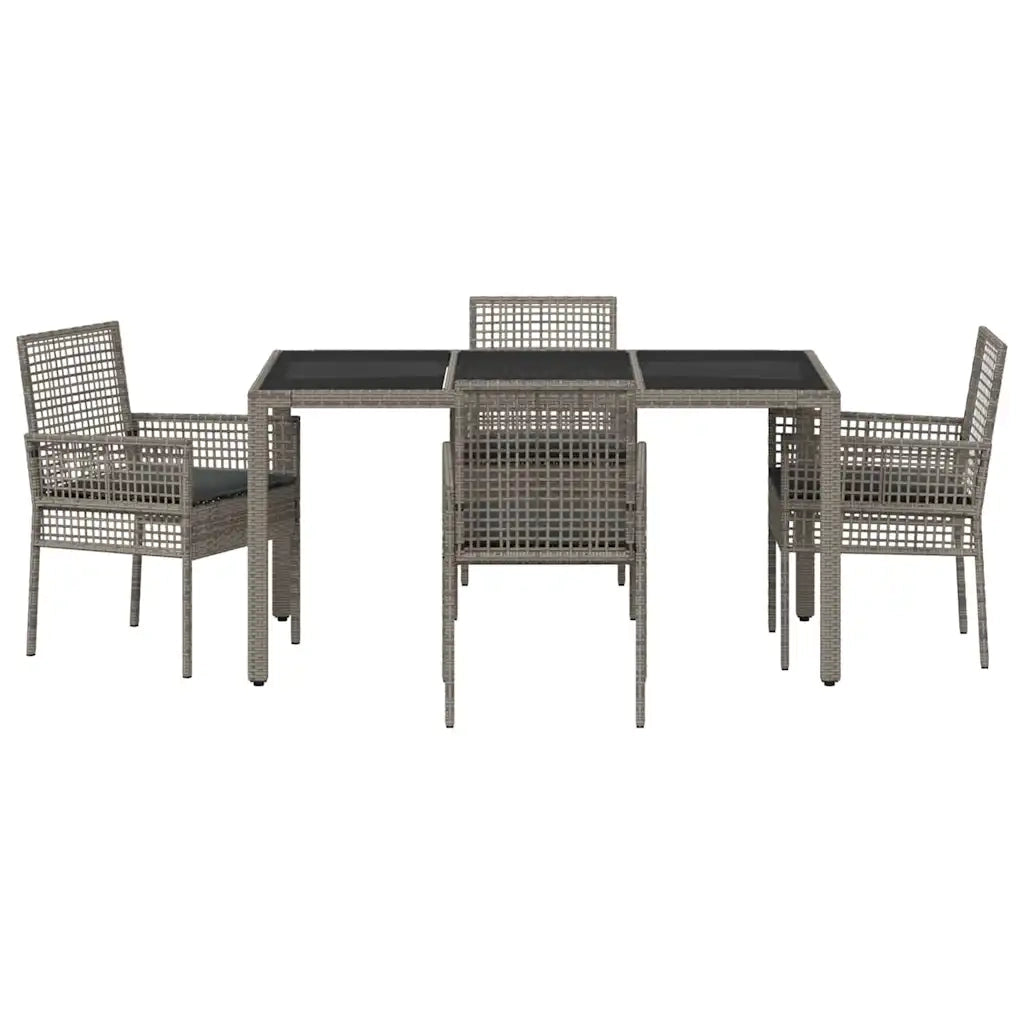 Set da Pranzo per Giardino 5 pz | Set Salotto da Giardino Grigio polyrattan