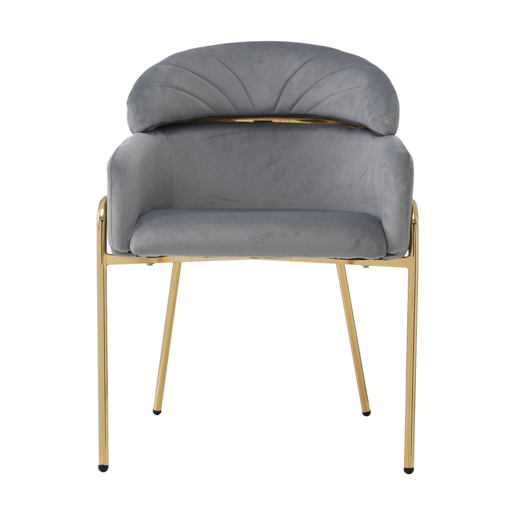 Chaise de salle à manger in velluto con quattro gambe in metallo, seduta ergonomica, grigio, 59.69 × 59.69 × 55.88 cm