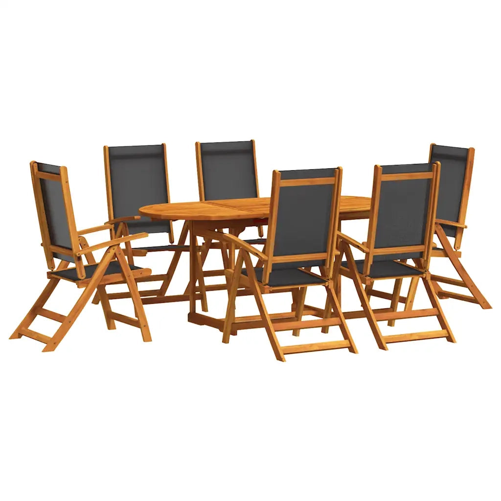 Set Pranzo da Giardino 7pz Legno Massello di Acacia e Textilene