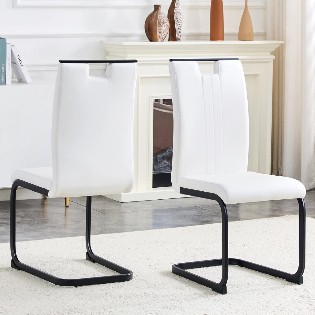 Sedia da Pranzo con Schienale Ergonomico e Piedini Antiscivolo in PU Bianco 75 × 47.5 × 44.5 cm