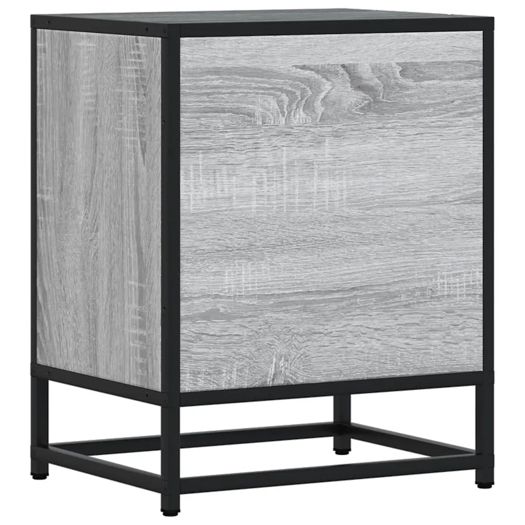 Comodini 2pz Grigio Sonoma 40x31x50cm Legno Multistrato Metallo 848716