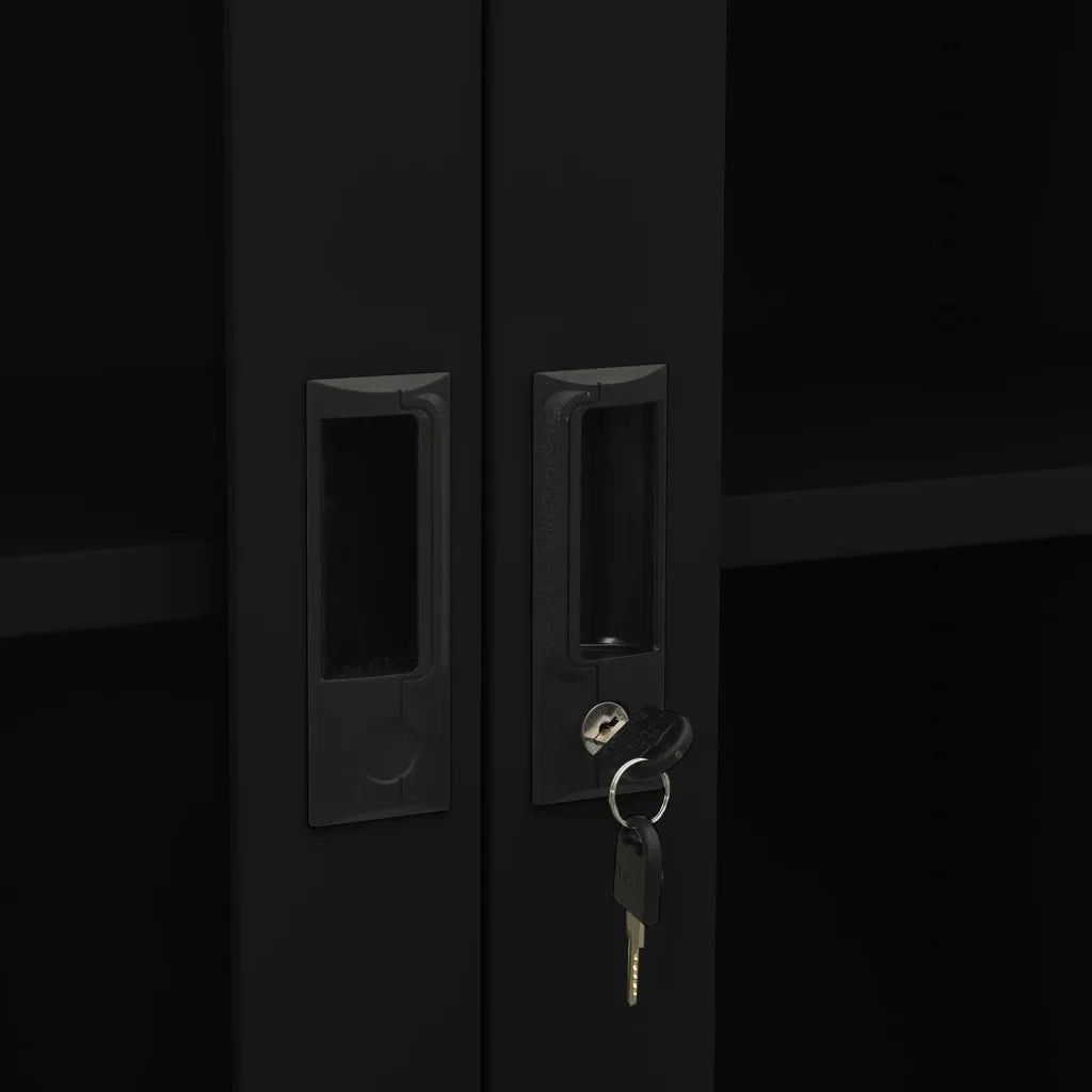 Armadio per Ufficio Nero 90x40x180 cm in Acciaio e Vetro 335940