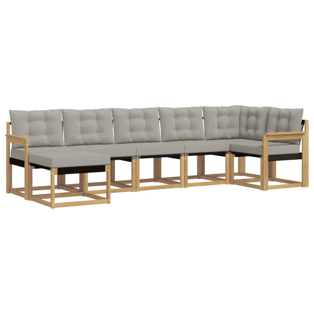 Set di divani da esterno 7 pcs Bianco e Grigio Chiaro