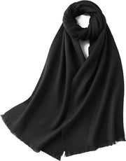Sfumatura di colore calda e soffice sciarpa calda e leggera sciarpa multifunzione sciarpa liscia in lana unisex (32x190cm) - nero