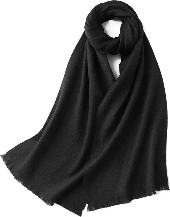 Sfumatura di colore calda e soffice sciarpa calda e leggera sciarpa multifunzione sciarpa liscia in lana unisex (32x190cm) - nero