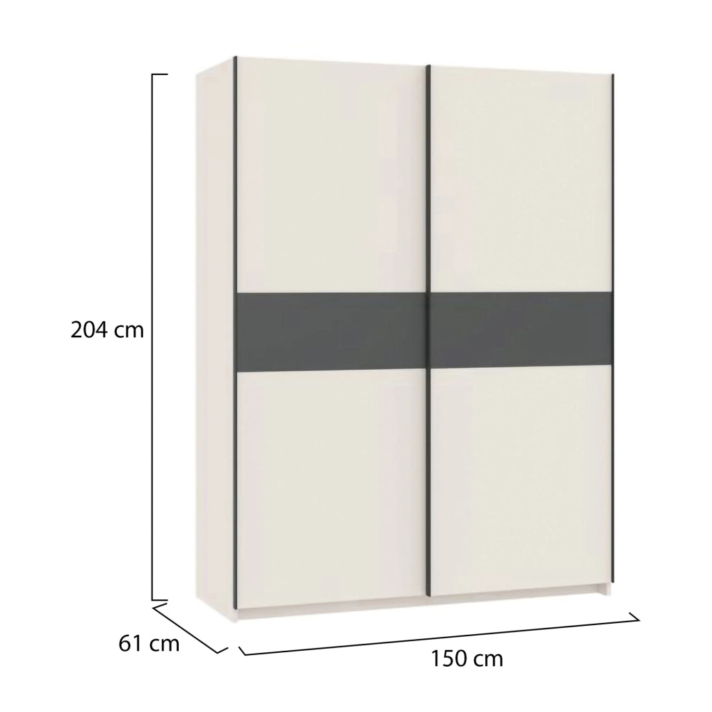 Armadio Camera da Letto Manita, Guardaroba 2 Ante 2 Ripiani, 150x204h cm Beige Cashmere