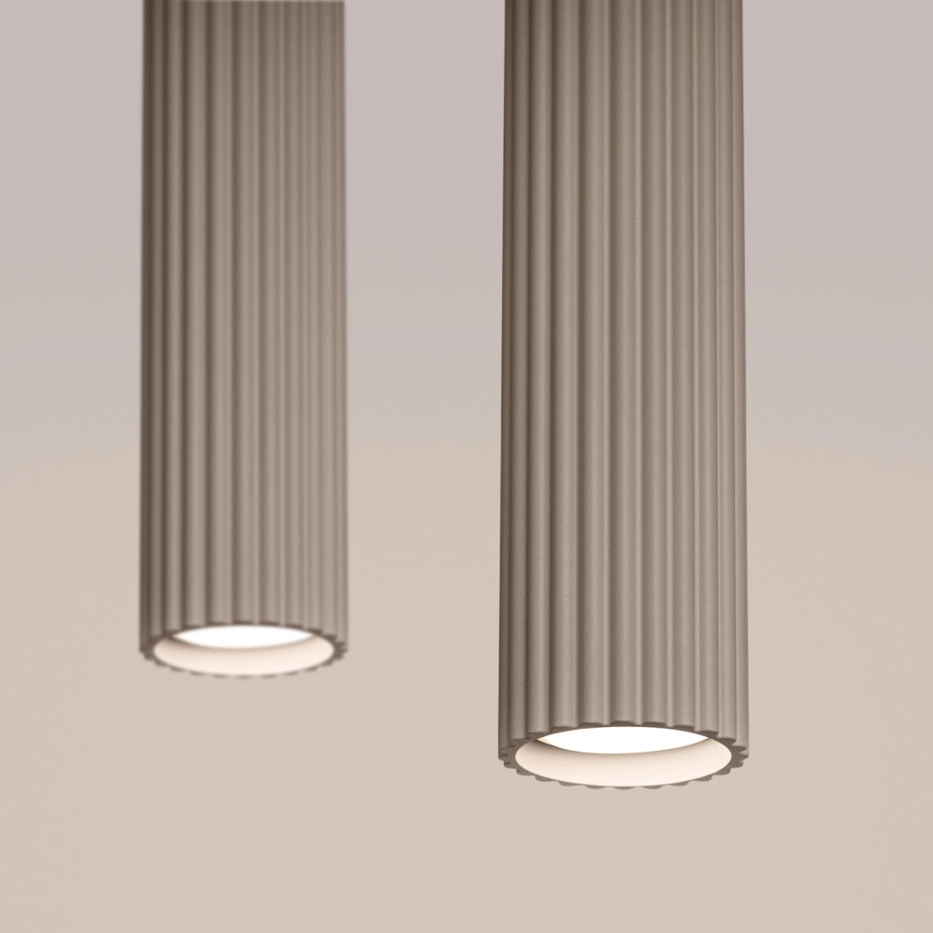 Lampada a sospensione barra 2 tubi taupe GU10 Pure Lume