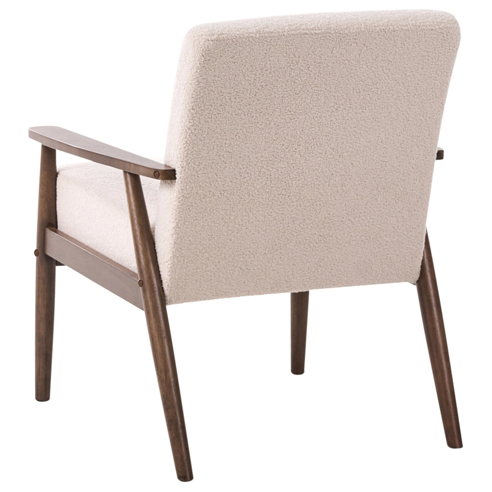 Set salotto 3 posti 2 posti e Poltrona Rivestimento in bouclè Struttura in legno beige e marrone scuro in stile retrò