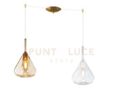 SOSPENSIONE OTTONE SAT. 2 LUCI SPOSTABILE VETRI TR + AM 1177OS-S2 S-TA