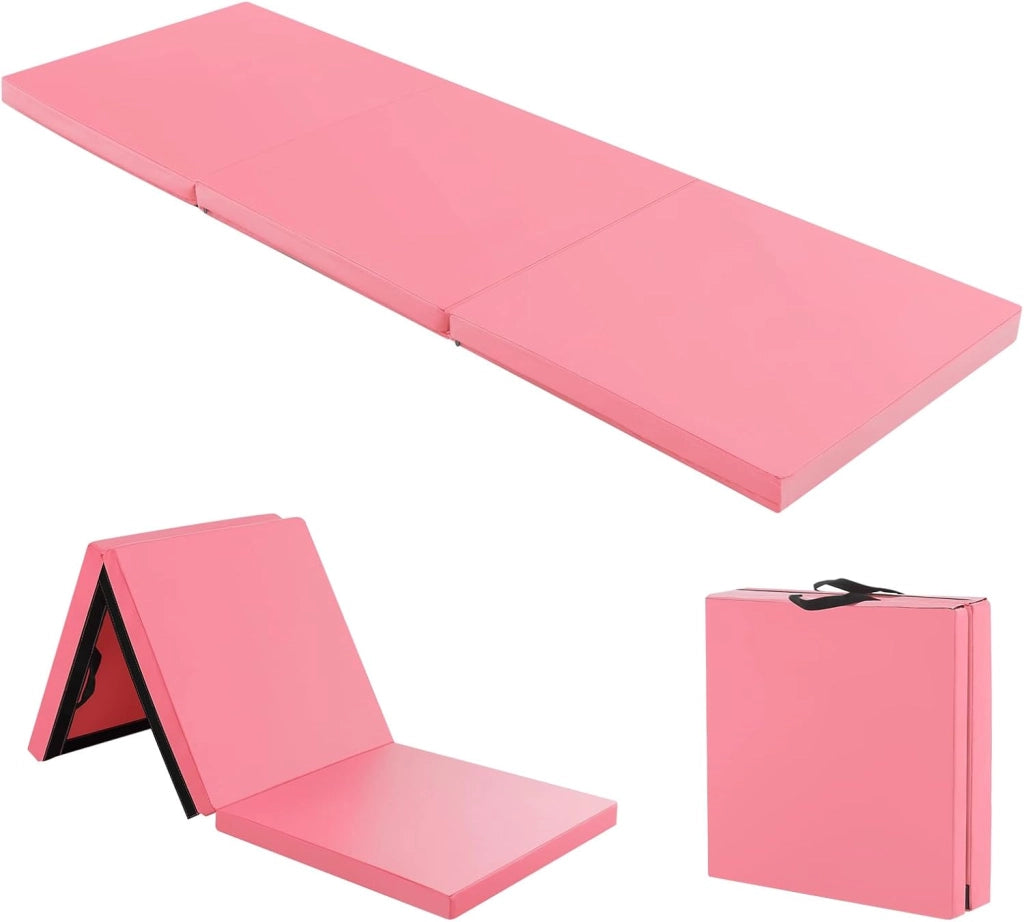 Tappetino da Yoga Spesso, Tappetino Fitness Pieghevole e Portatile con Imbottitura in EPE, Cerniera e Maniglie, Materassino Allenamento da Casa e Palestra, 180 X 60 X 5 cm