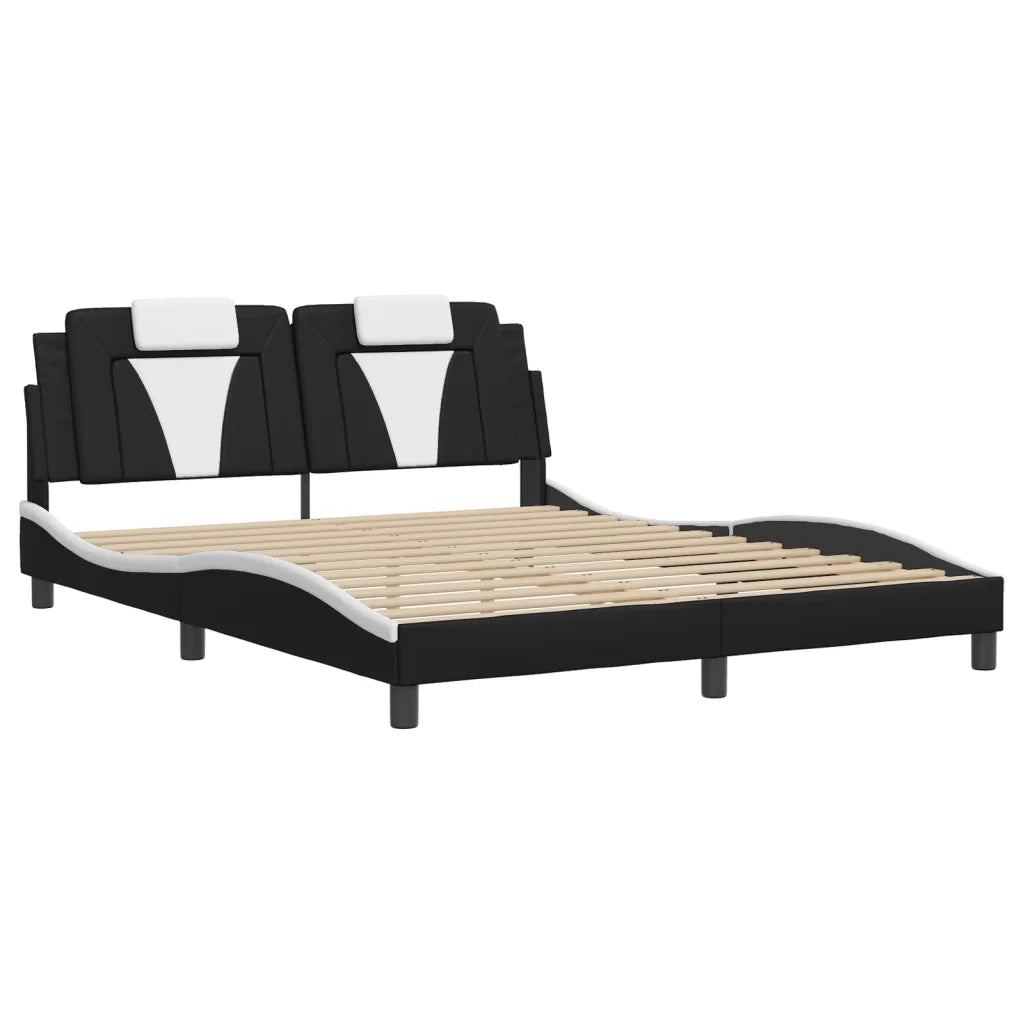 Giroletto Viana con LED senza Materasso-Struttura Letto Nero e Bianco 160x200 cm