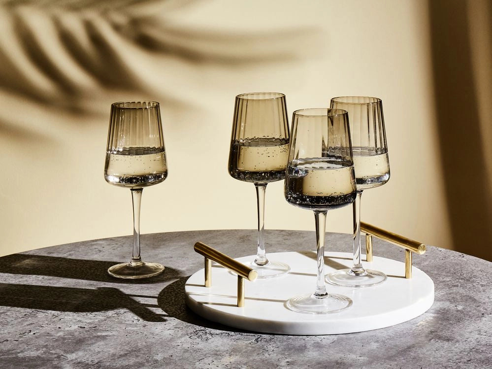 Set di 4 calici da vino rosso e bianco in vetro grigi soffiati a mano 36 cl aperitivo cena