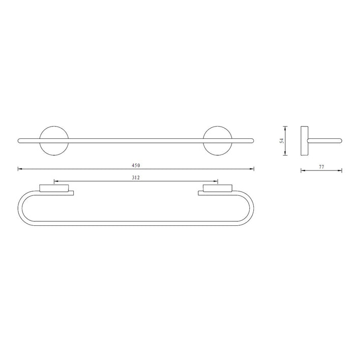 Porta salviette serie wire 45 cm - fissaggio ad incollo o con viti