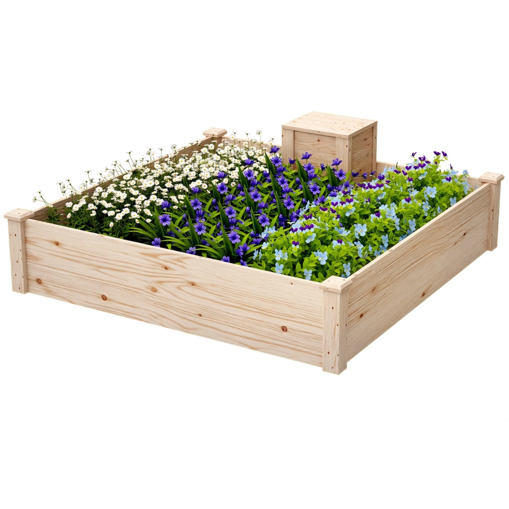 Fioriera da Esterno in Legno con Compostiera ¨C zephmum ¨C Legno 123x123x25.5 cm