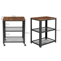Tavolino da caffè Valora con ruote, vintage, nero, set da 1