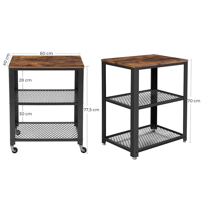 Tavolino da caffè Valora con ruote, vintage, nero, set da 1