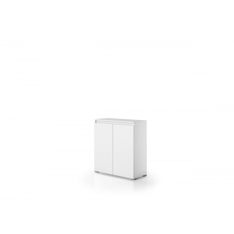 Mobile multiuso 2 ante con maniglia a gola e 3 ripiani regolabili bianco 80x37x102 cm - Terraneo