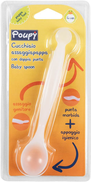 Cucchiaio doppia punta assaggiapappa Poupy per bambini piccoli