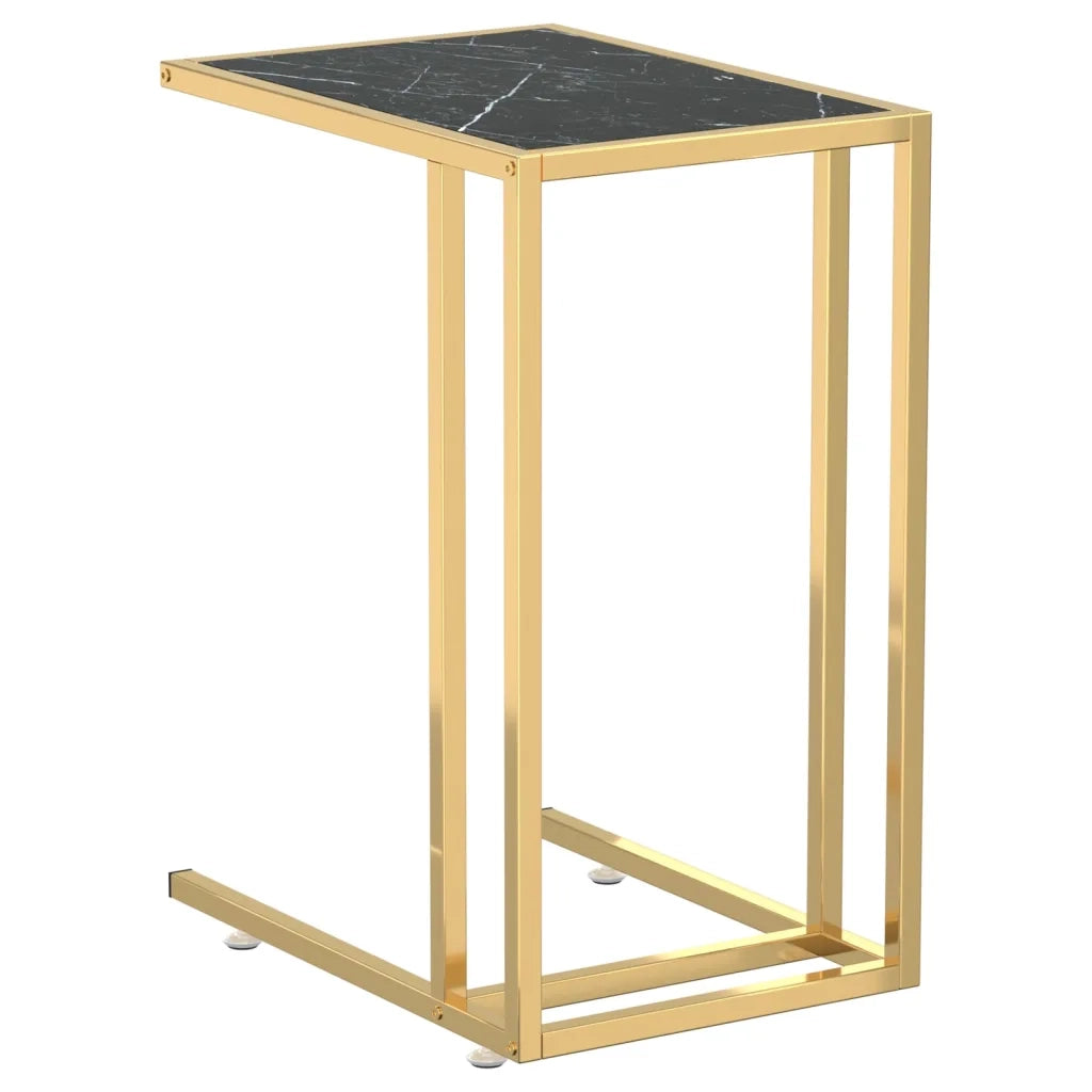 Tavolino per Computer-Tavolino da soggiorno-Tavolo Marmo Nero 50x35x65 cm Vetro Temperato 789915