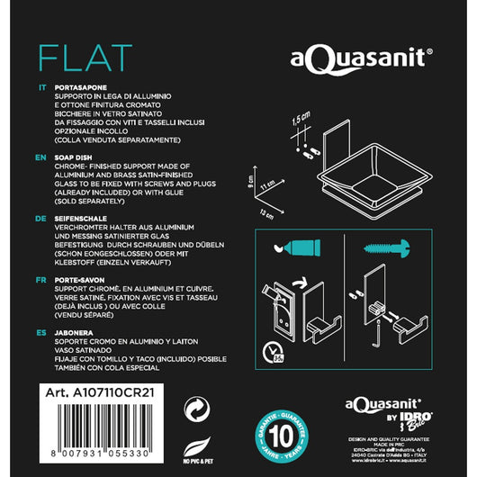 Porta sapone/bacinella serie flat - fissaggio ad incollo o con viti