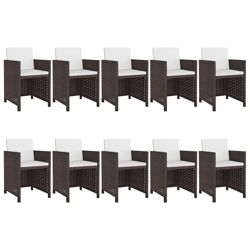Set da Pranzo da Giardino 11 pz con Cuscini Polyrattan Marrone 42548