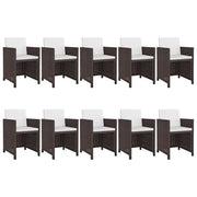 Set da Pranzo da Giardino 11 pz con Cuscini Polyrattan Marrone 42548