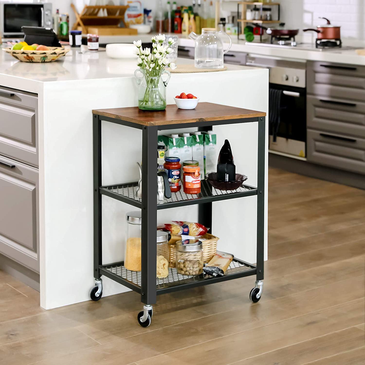 Tavolino da caffè Valora con ruote, vintage, nero, set da 1