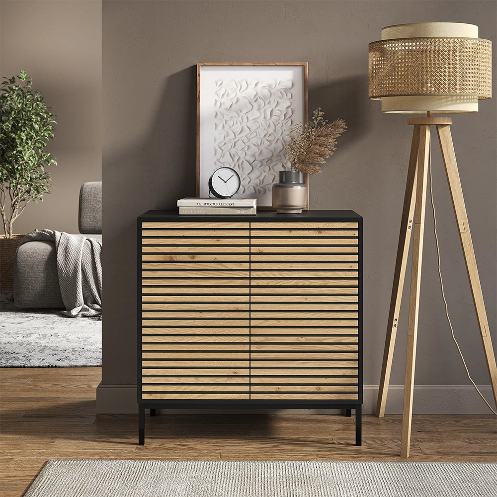 Vicco Cassettiera Nero/quercia 80 x 81.2 cm con 2 porte
