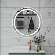 AICA Specchio da bagno 60 x 60 cm, antiappannamento, dimmerabile, interruttore touch, Funzione Memoria
