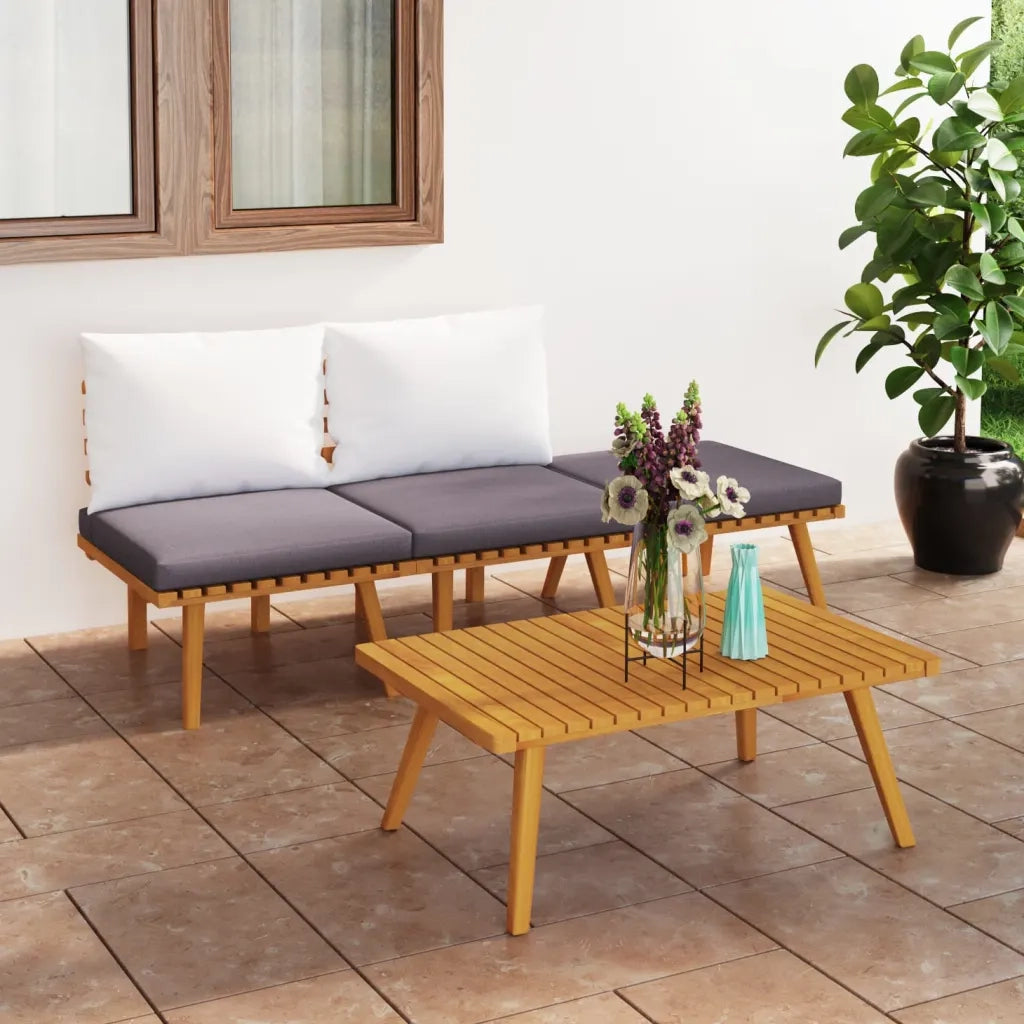 Set Divani da Giardino 4 pz | Set Salotto da Giardino con Cuscini in Massello di Acacia