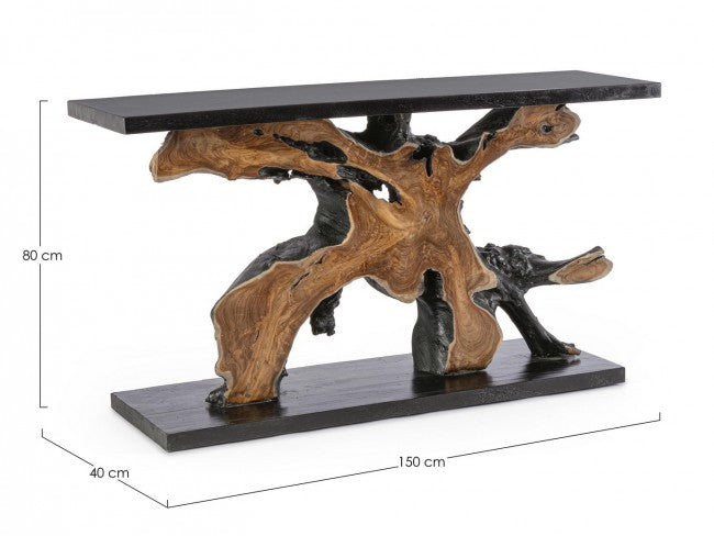 Consolle in Teak Marrone Rustica da Interno 150x40 - MIA