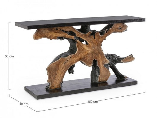 Consolle in Teak Marrone Rustica da Interno 150x40 - MIA