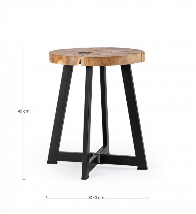 Tavolino in Teak Marrone Industriale da Interno 40 cm - MIRANDA