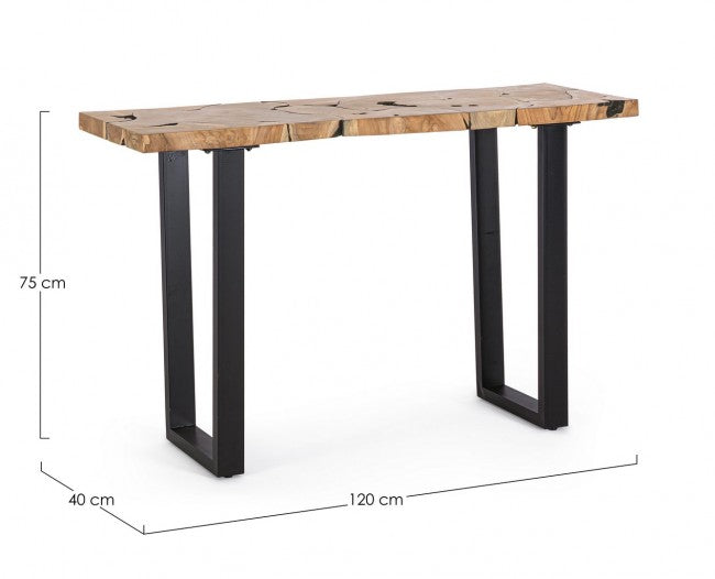 Consolle Teak Marrone Industriale da Interno 120x40 - MIRANDA