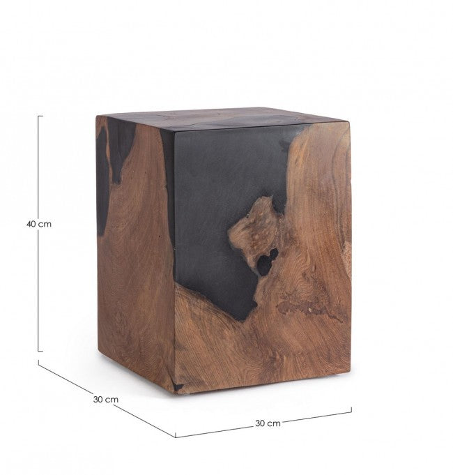 Tavolino Teak Nero Moderno da Interno 30x30 cm - MAX