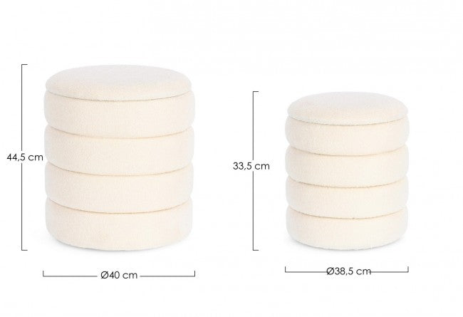Pouf Contenitore Bouclé Bianco Moderno da Interno - JACKSON