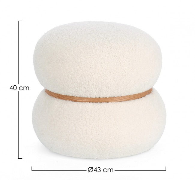 Pouf in Tessuto Bianco Moderno da Interno - RYAN