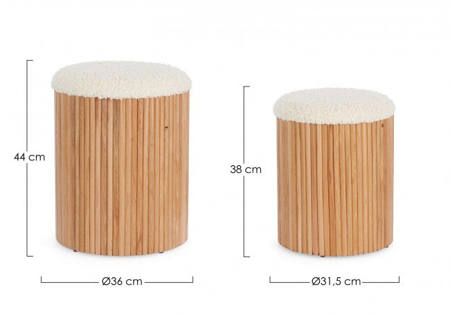 Pouf Contenitore Legno Marrone Stile Naturale da Interno - RYAN